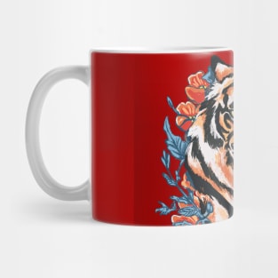 Tiger with Poppies Red by Cindy Rose Studio Mug